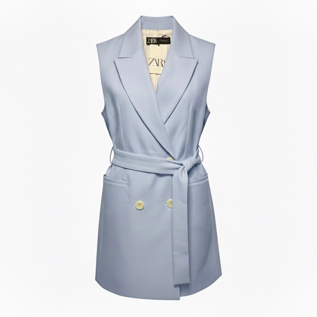 Blue sleeveless Zara blazer