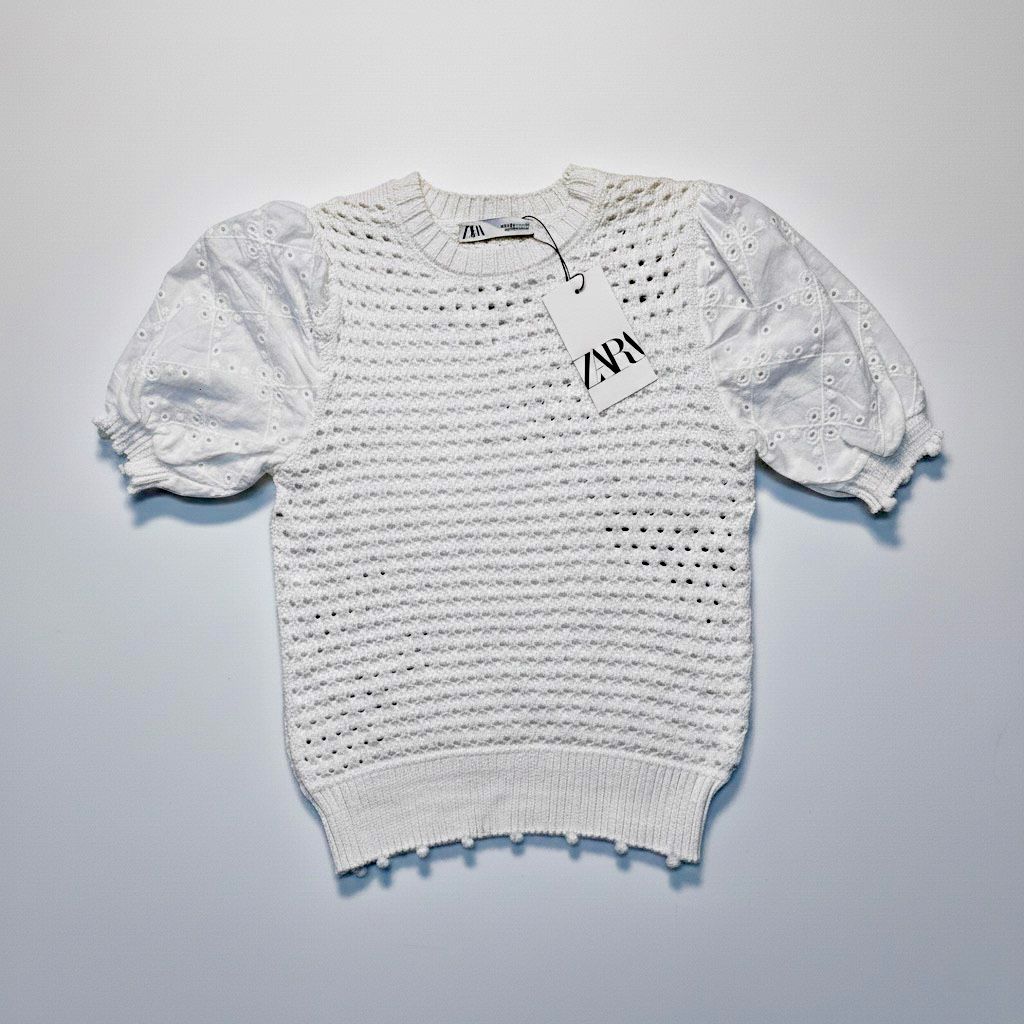 Zara White Short Sleeve Top