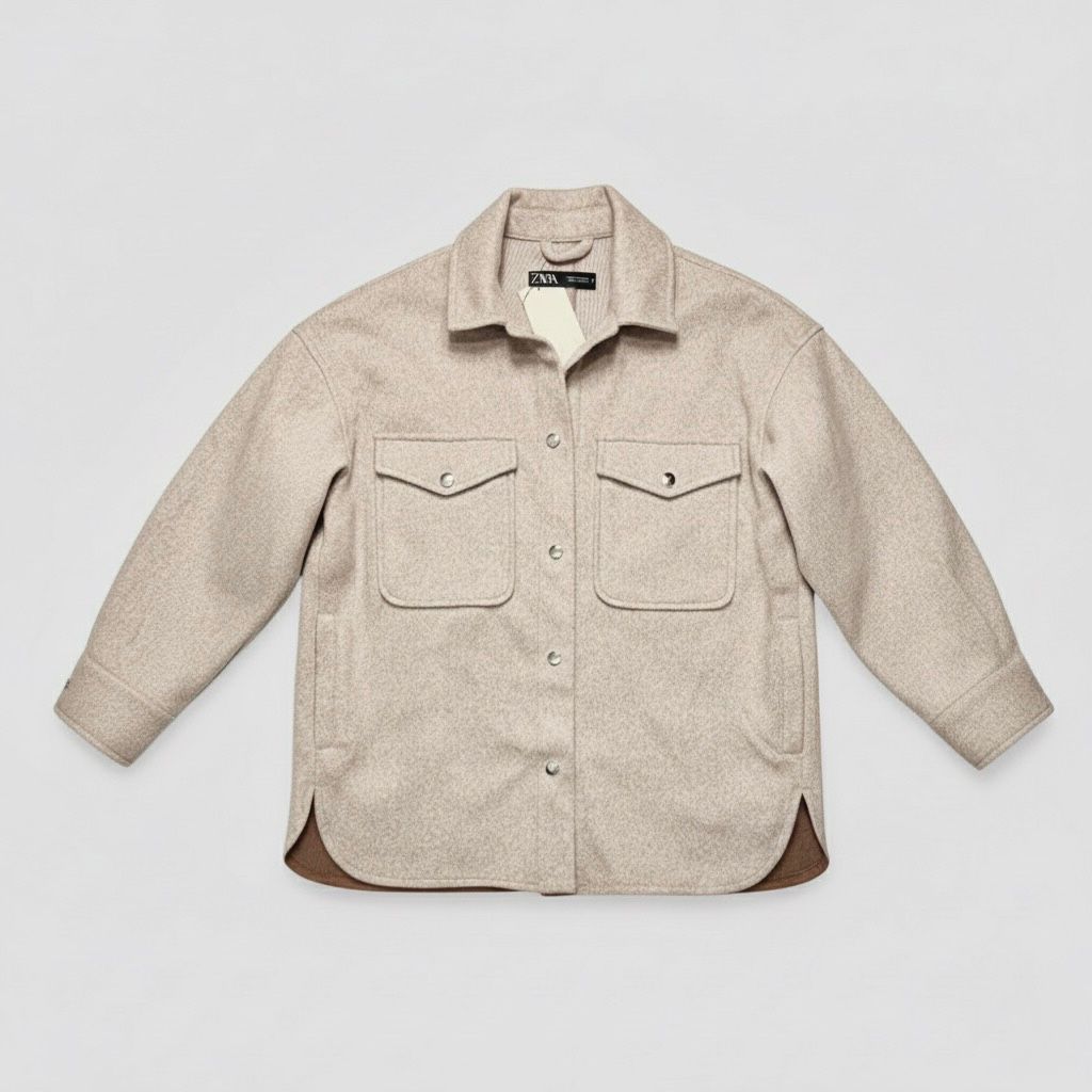 Oversize Zara Shirt Jacket - Cafe