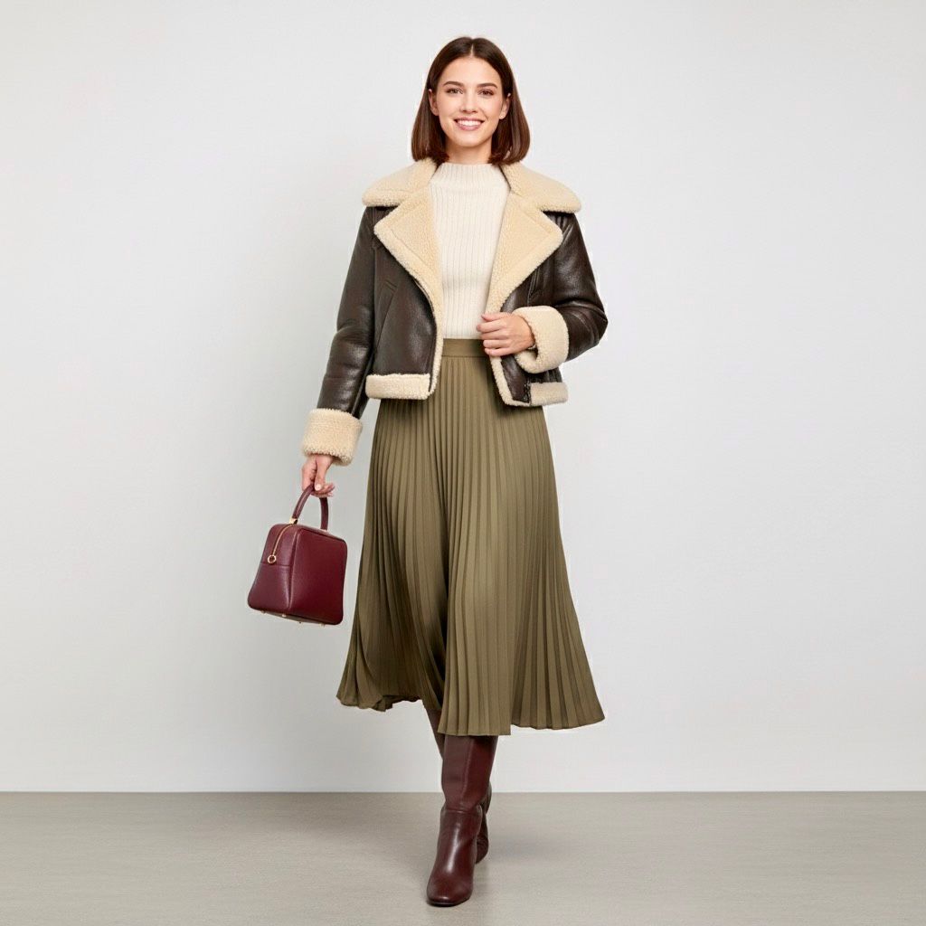 Brown Faux Leather Jacket with Faux Fur