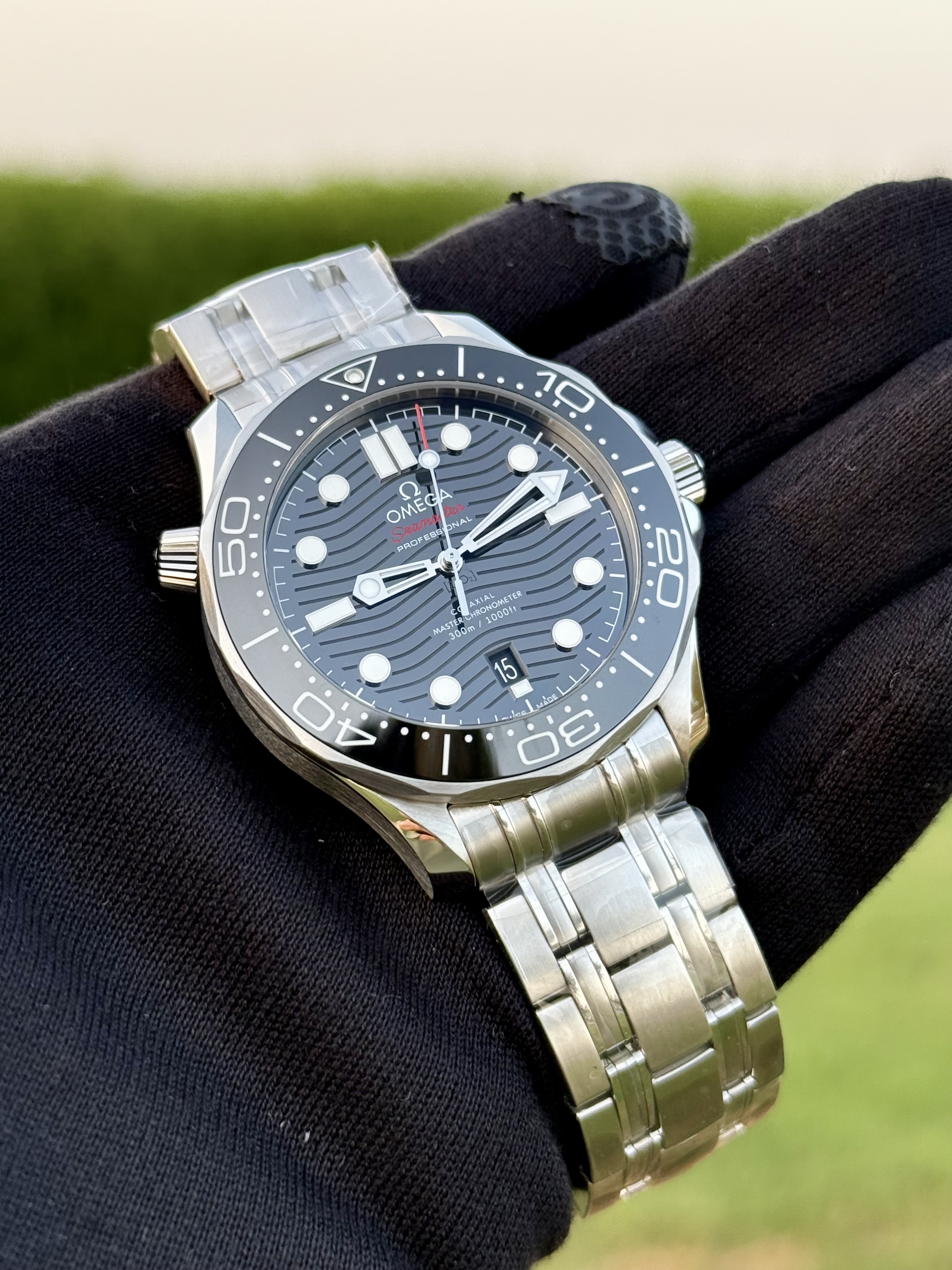 Seamaster Diver 300M VSF 1:1 Best Edition Black Ceramic Black Dial on SS Bracelet SA8800 Super Clone V4