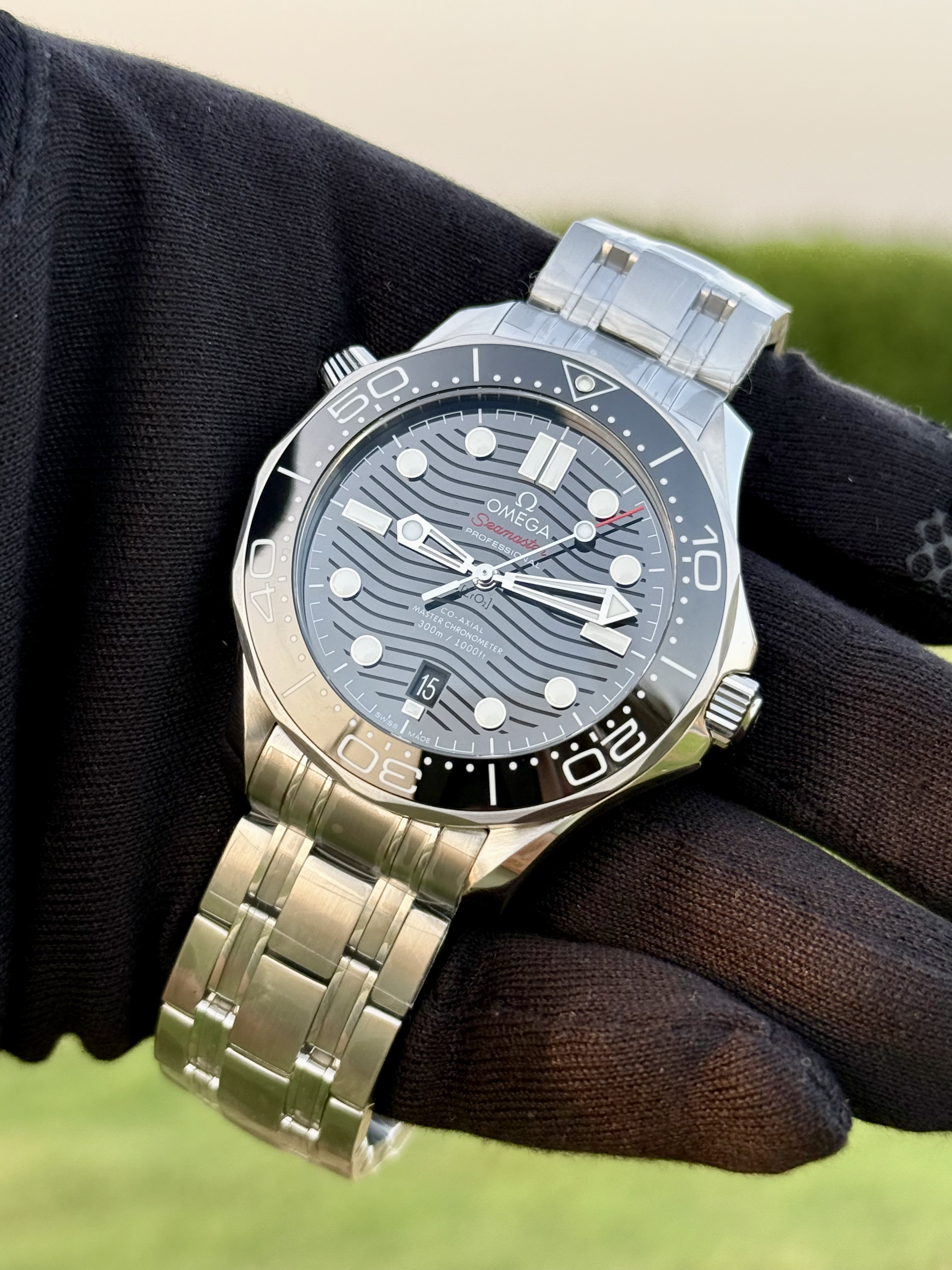 Seamaster Diver 300M VSF 1:1 Best Edition Black Ceramic Black Dial on SS Bracelet SA8800 Super Clone V4