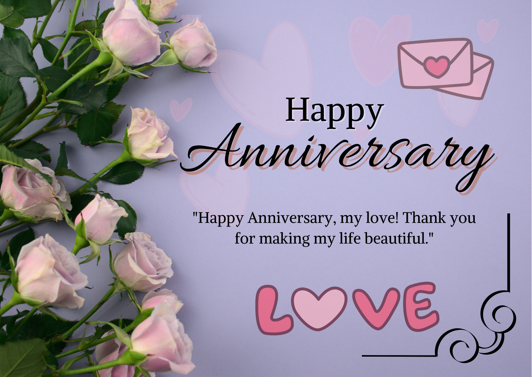 Anniversary Greeting Card with Roses
