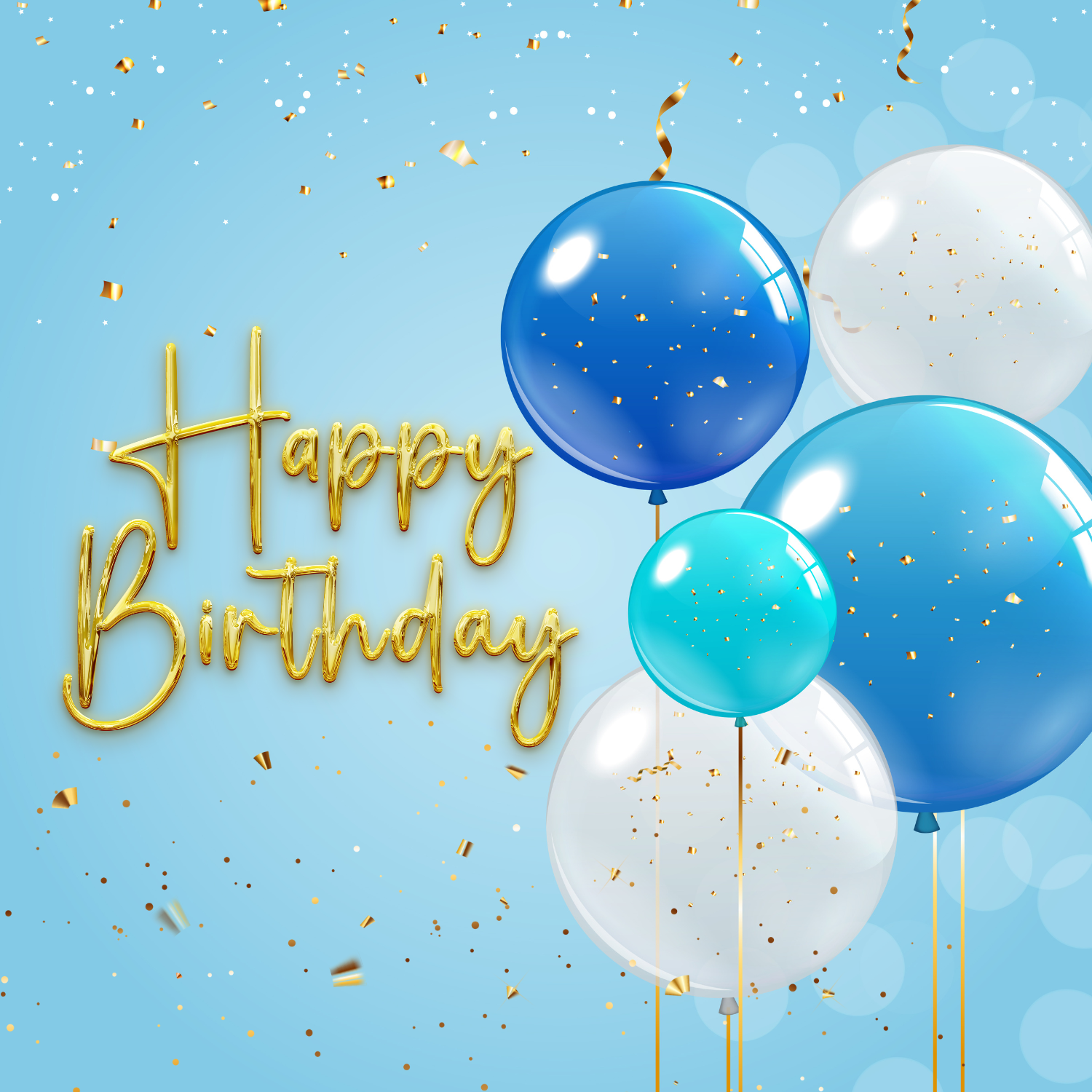 Birthday Blue Balloon digital Card