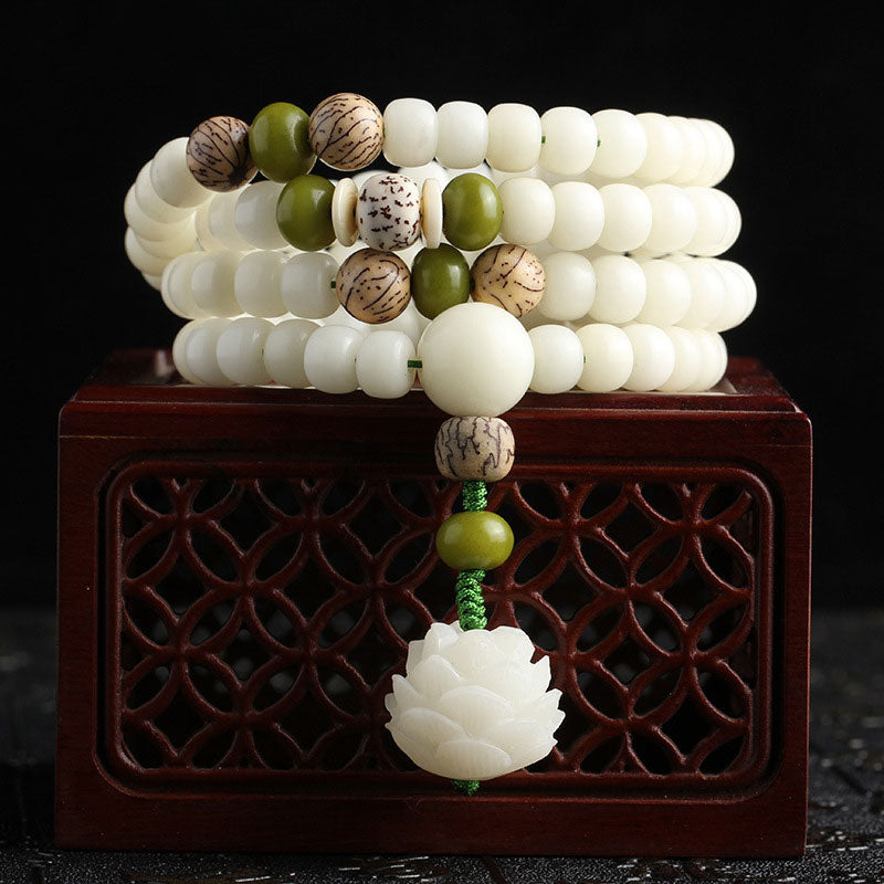 Jade and Wood Bead Bracelet