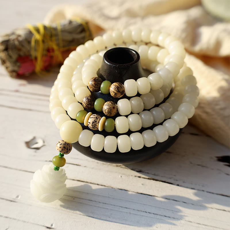 Jade and Wood Bead Bracelet