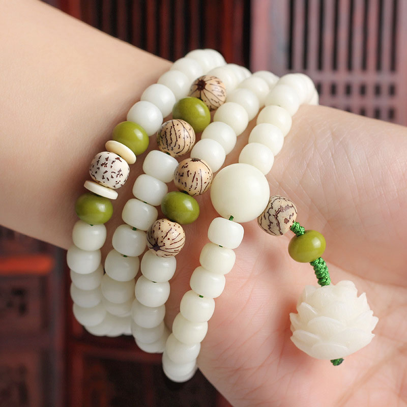 Jade and Wood Bead Bracelet