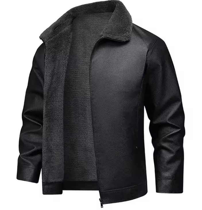 Men's Faux Leather Winter Jacket