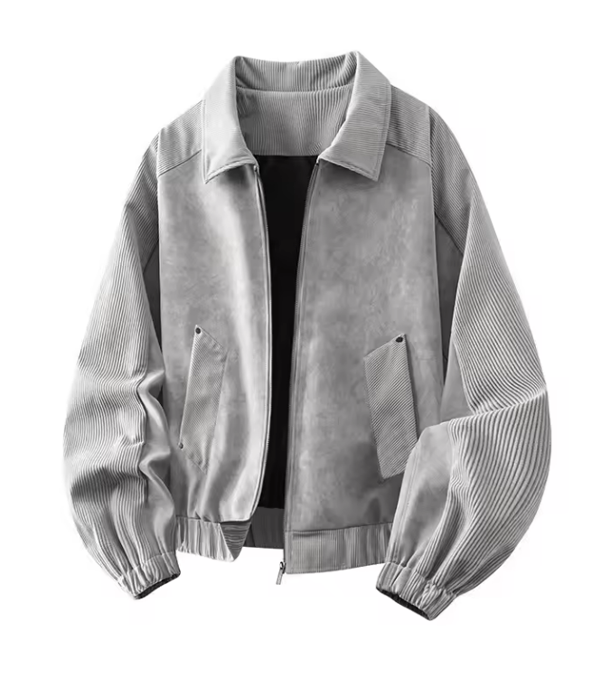 Gray Corduroy Bomber Jacket