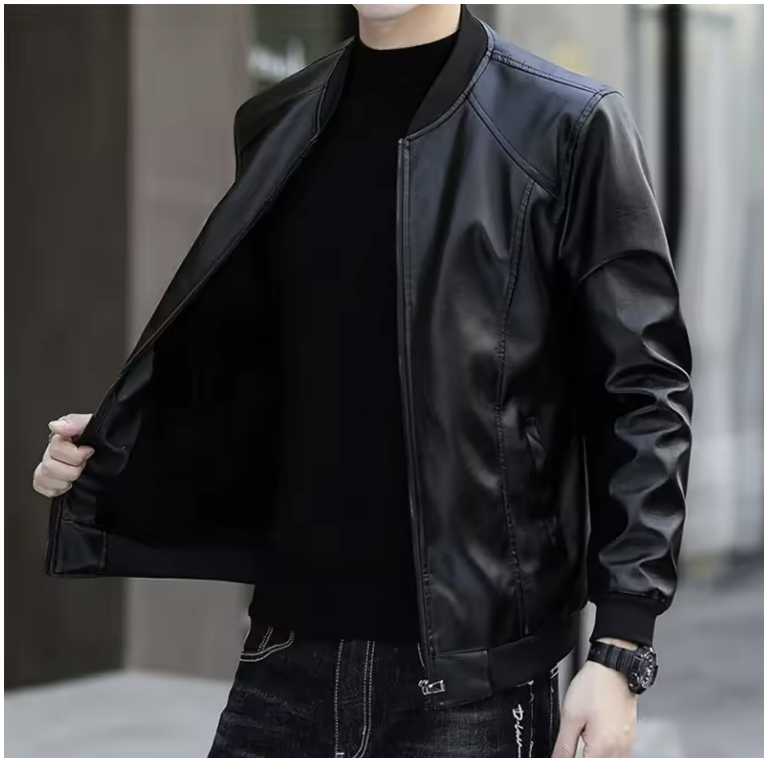 Men's Black Faux Leather Jacket