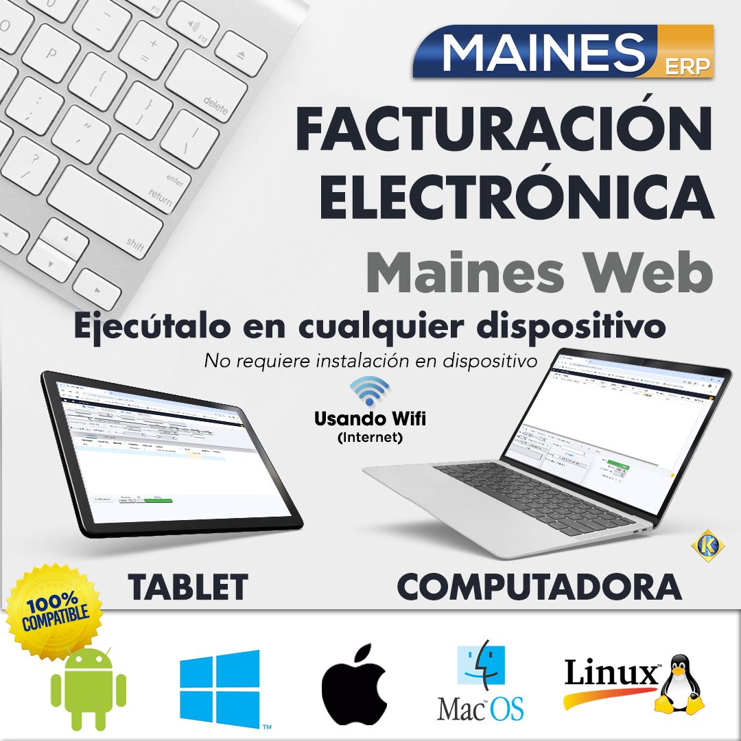 Maines-TOTAL EMPRESARIAL en la Nube | Incluye Todos los Modulos: Ventas, Compras, Inventarios, Contabilidad, Nómina, Sucursales, Produccion, Logistica