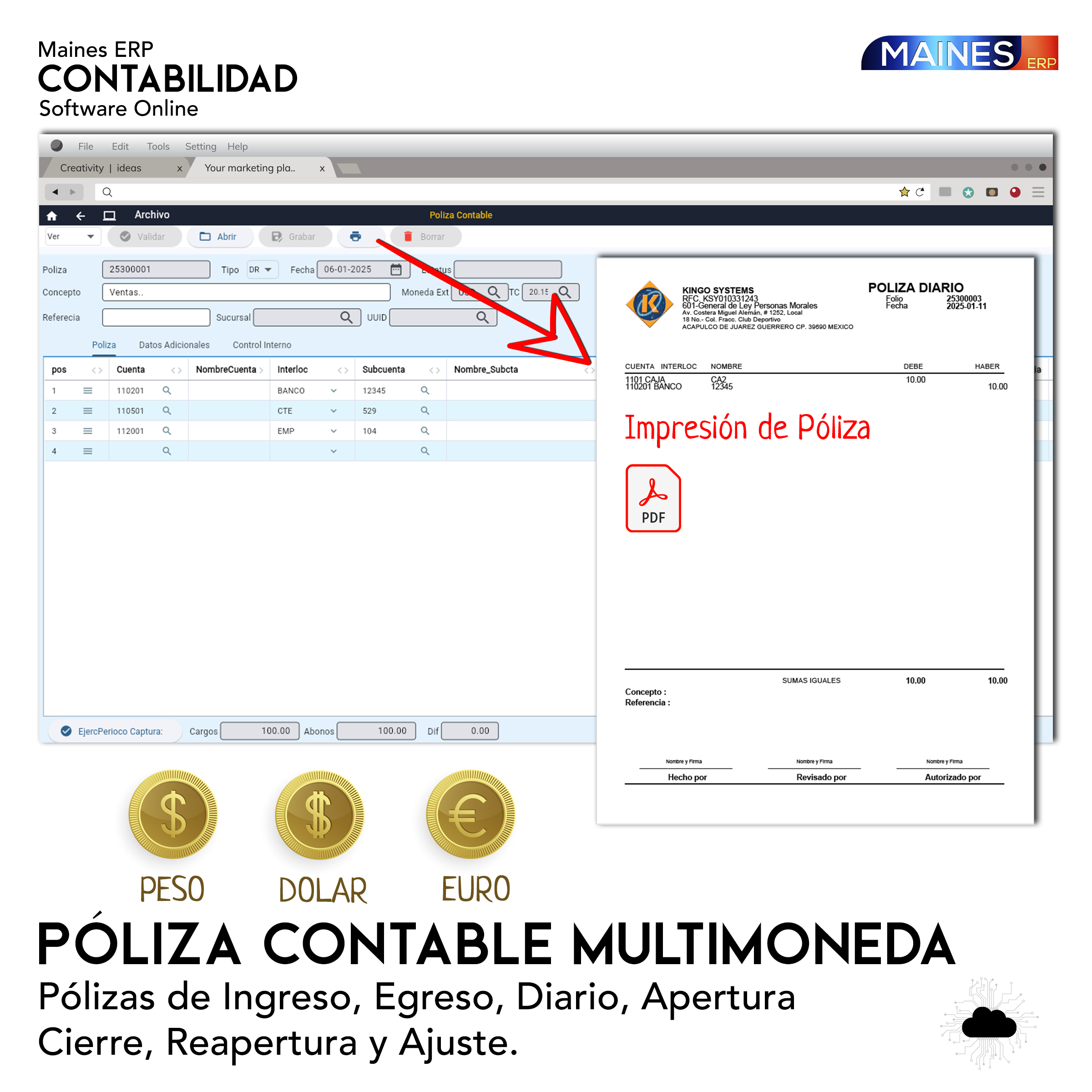 MainesERP Contabilidad Electrónica en la Nube | Automatiza SAT CFDI 4.0 y DIOT
