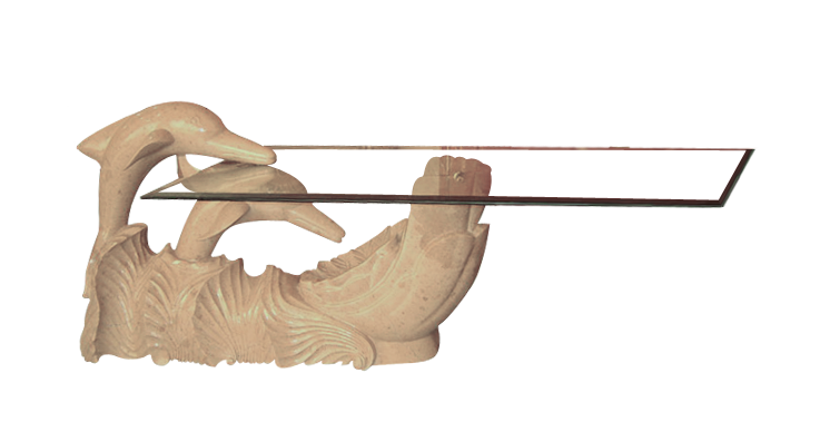 Dolphin Sculpture Glass Coffee Table