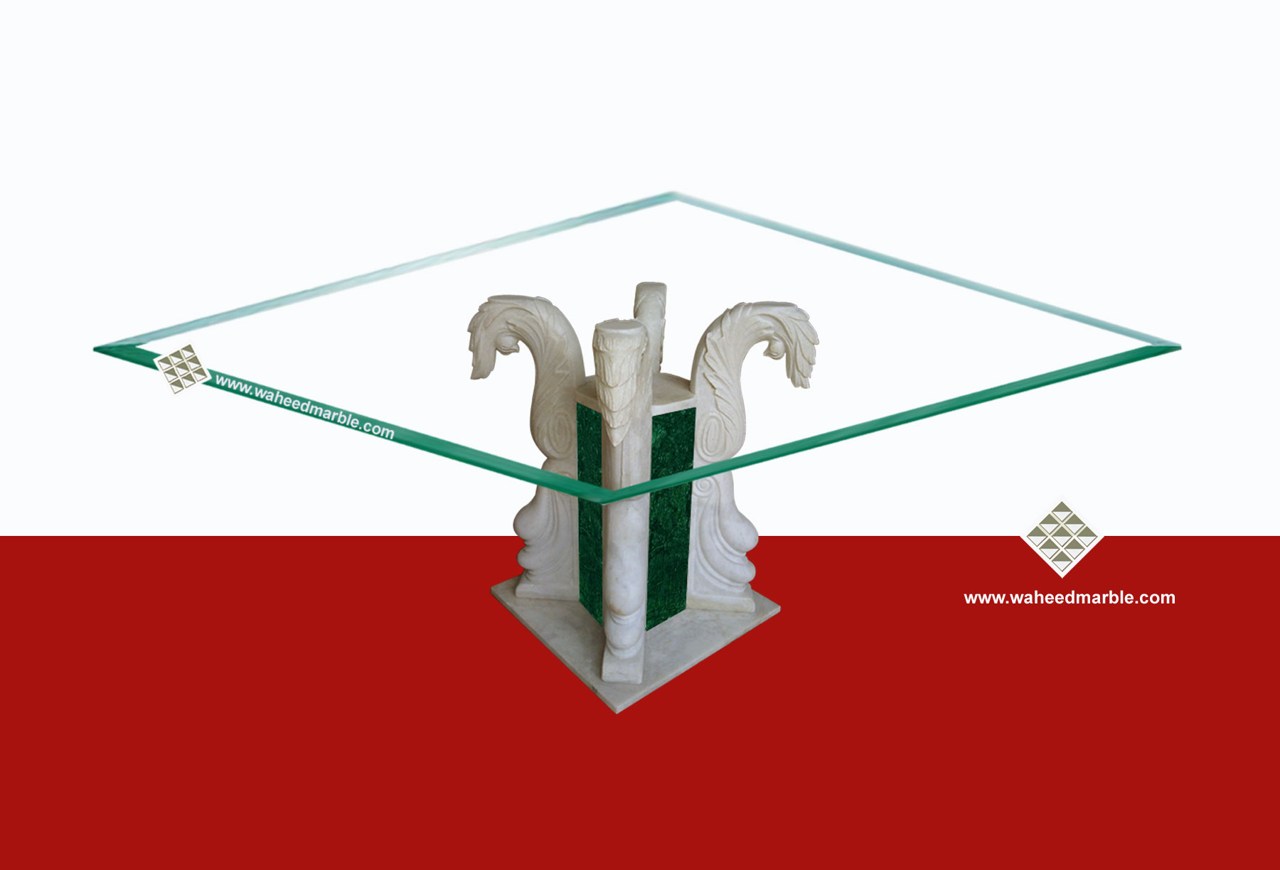 Glass Top Marble Center Table