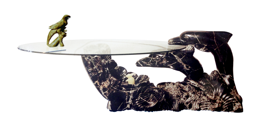Glass Dolphin Coffee Table