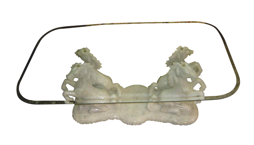 Horse Sculpture Glass Coffee Table