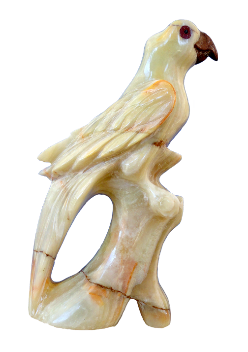 Hand-carved Onyx Parrot Figurine