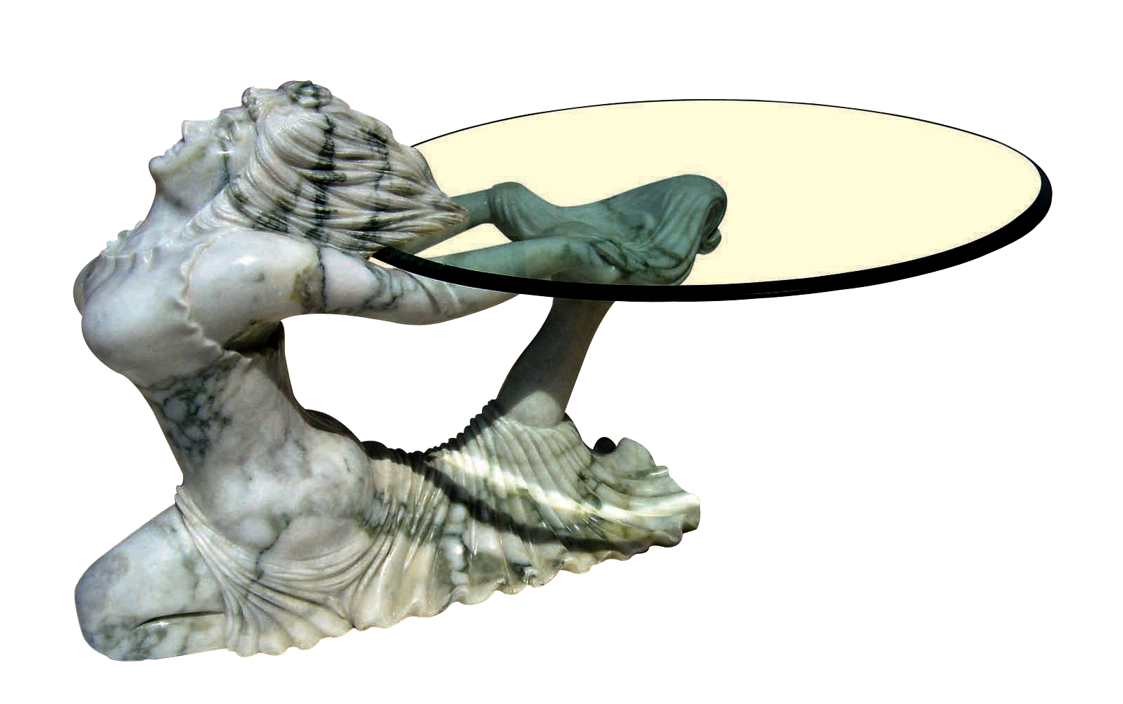 Sculpted Mermaid Glass Coffee Table