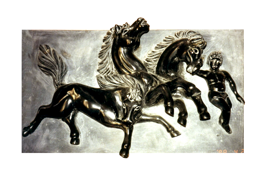 Marble Horse and Rider Wall Sculpture