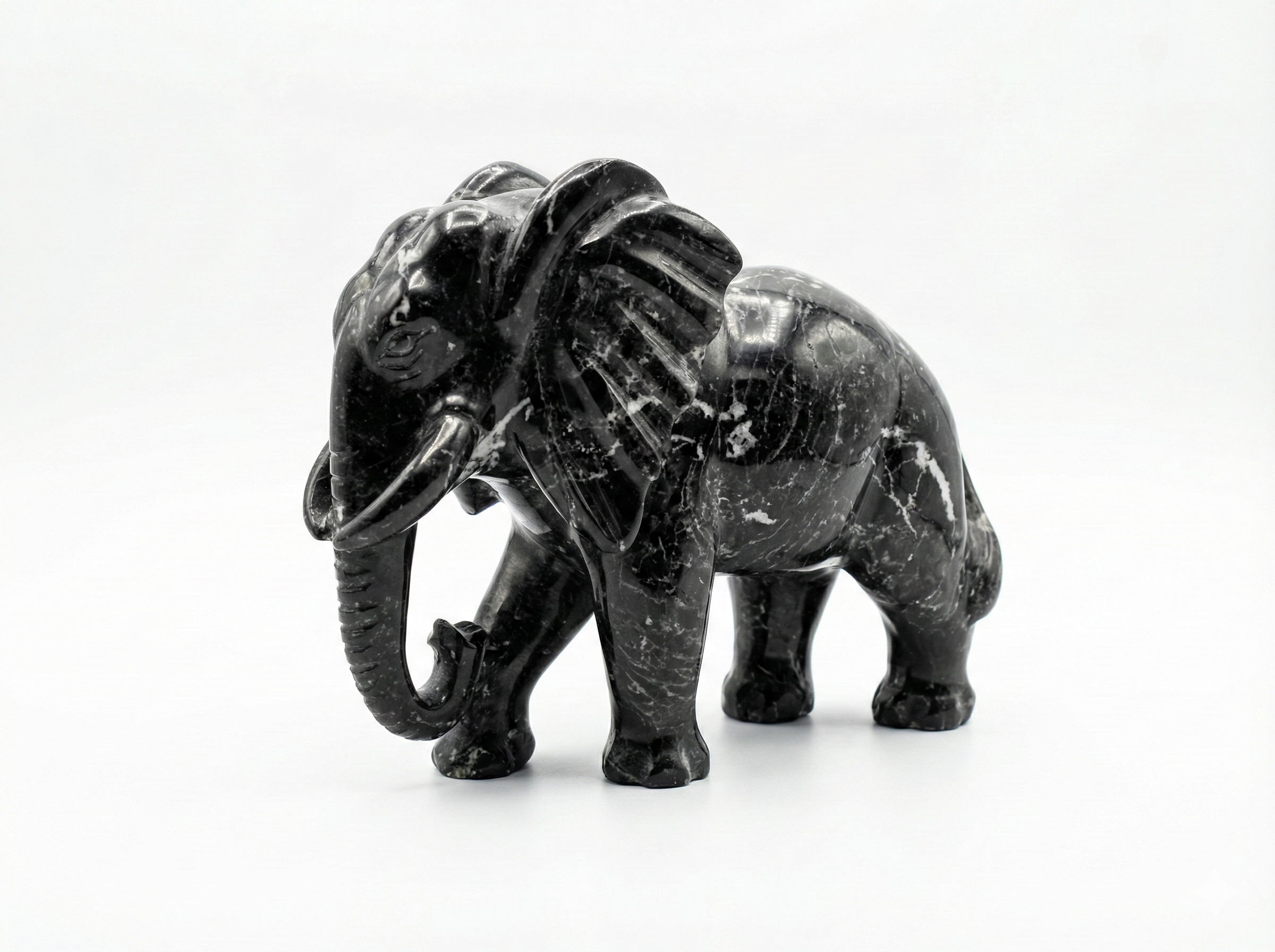 Black Marble Elephant Figurine