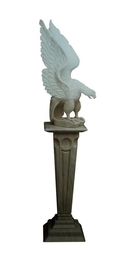 Marble Eagle Sculpture on Pedestal