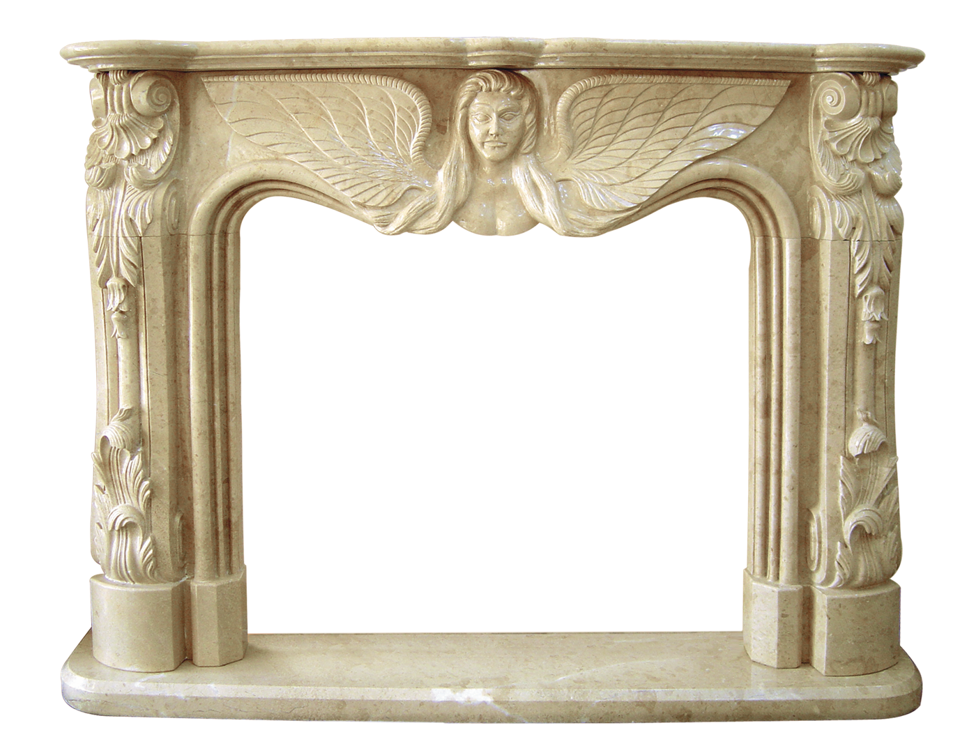 Elegant Carved Marble Fireplace Mantel