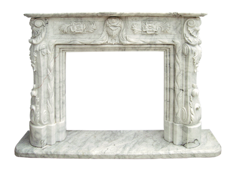 Carved Marble Fireplace Mantel