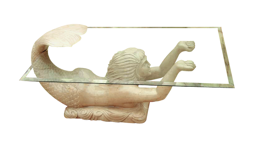 Mermaid Sculpted Glass Coffee Table