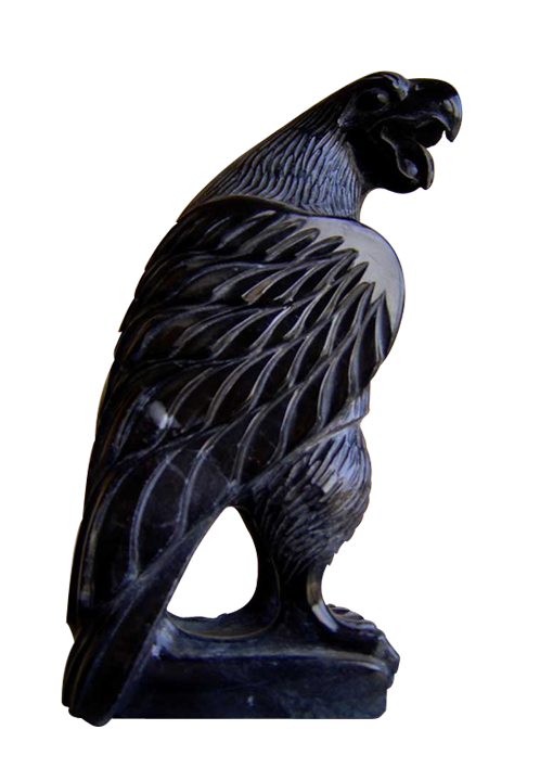 Hand-carved Black Stone Falcon Statue
