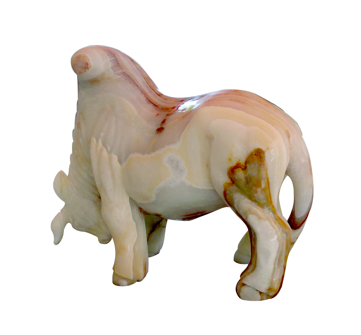 Hand-carved Onyx Bull Statue