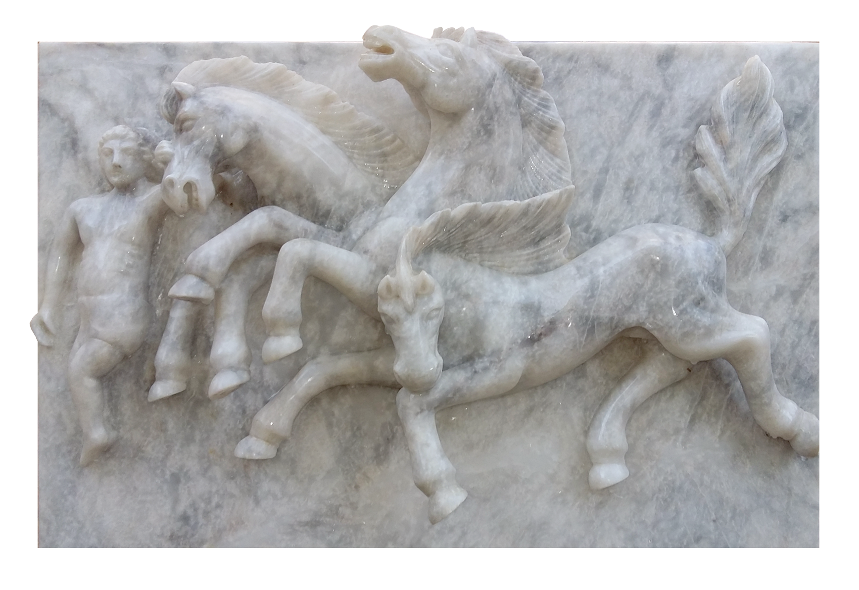Marble Relief Sculpture with Horses