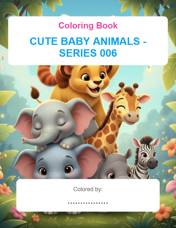 Cute Baby Animals - Series 006 Coloring Book