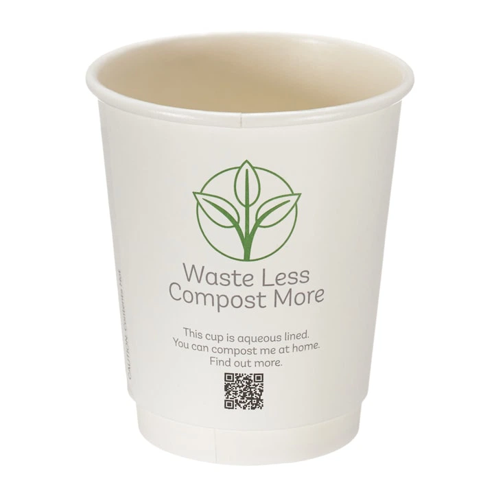 8oz White Double Wall Hot Cup (Aqueous Lined)