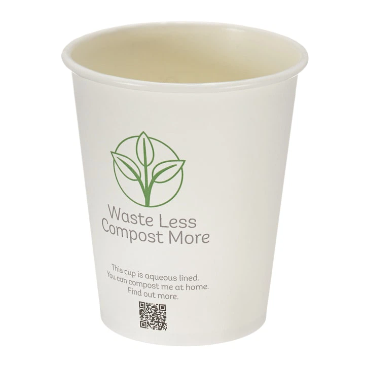 8oz White Single Wall Hot Cup (Aqueous Lined)