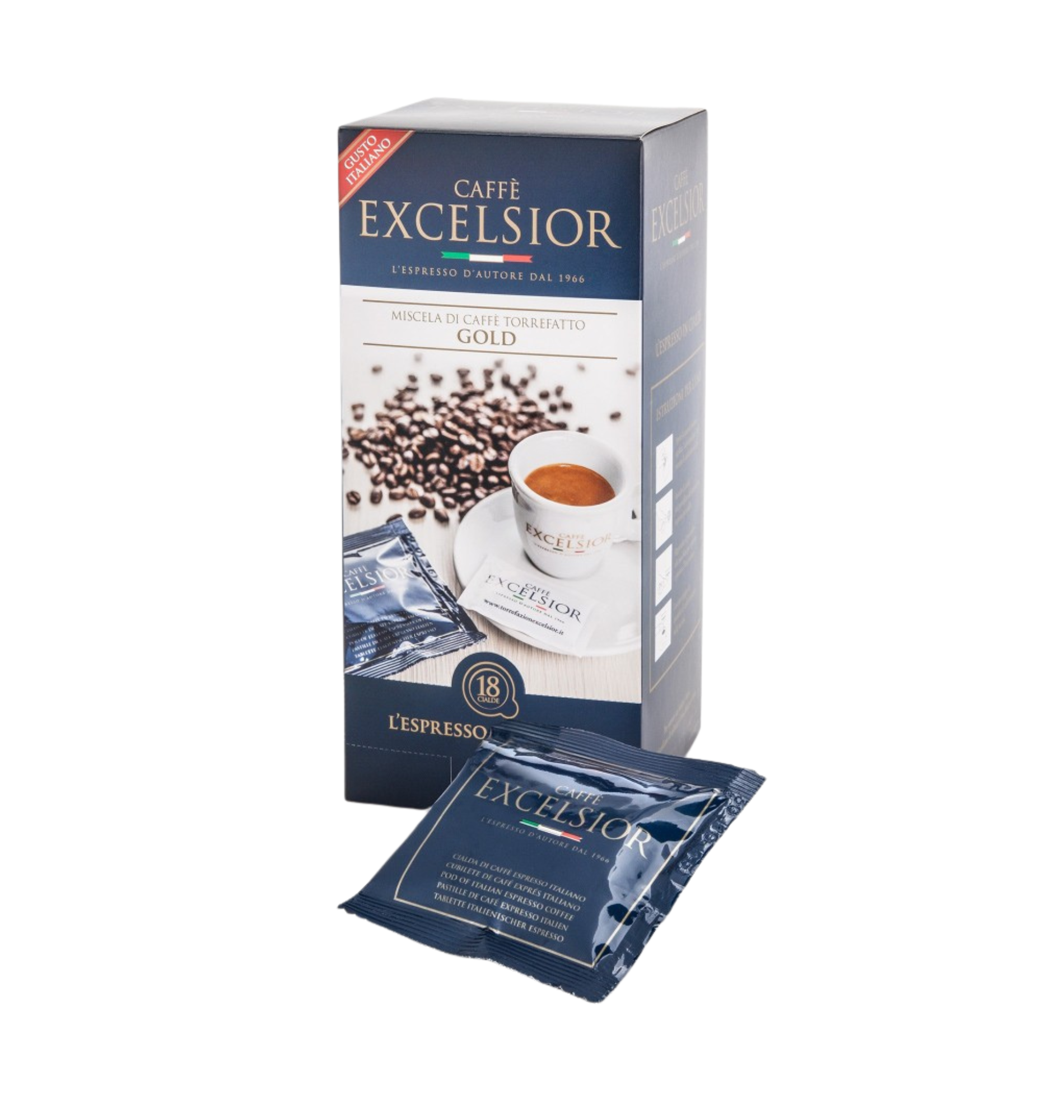 Caffè Excelsior Gold Espresso Coffee Pods - 18 Piecs