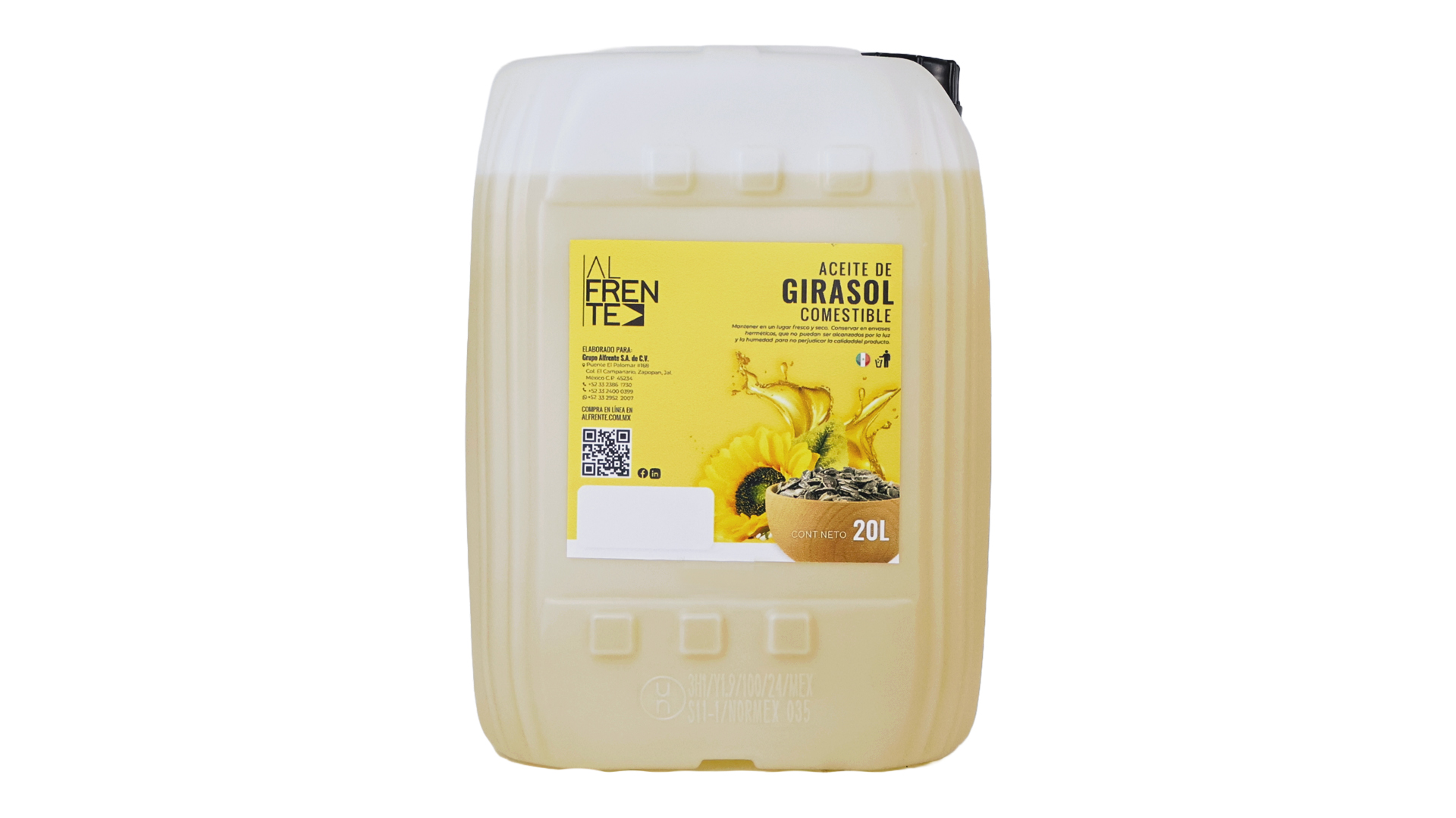 Aceite de girasol comestible 100% natural en bidón de 20 litros