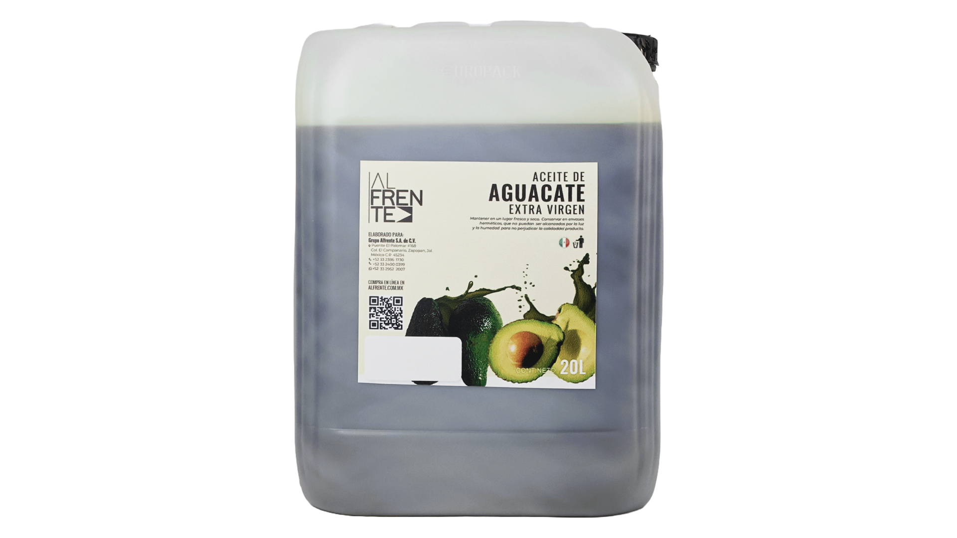 Aceite de aguacate extra virgen 100% natural en bidón de 20 litros