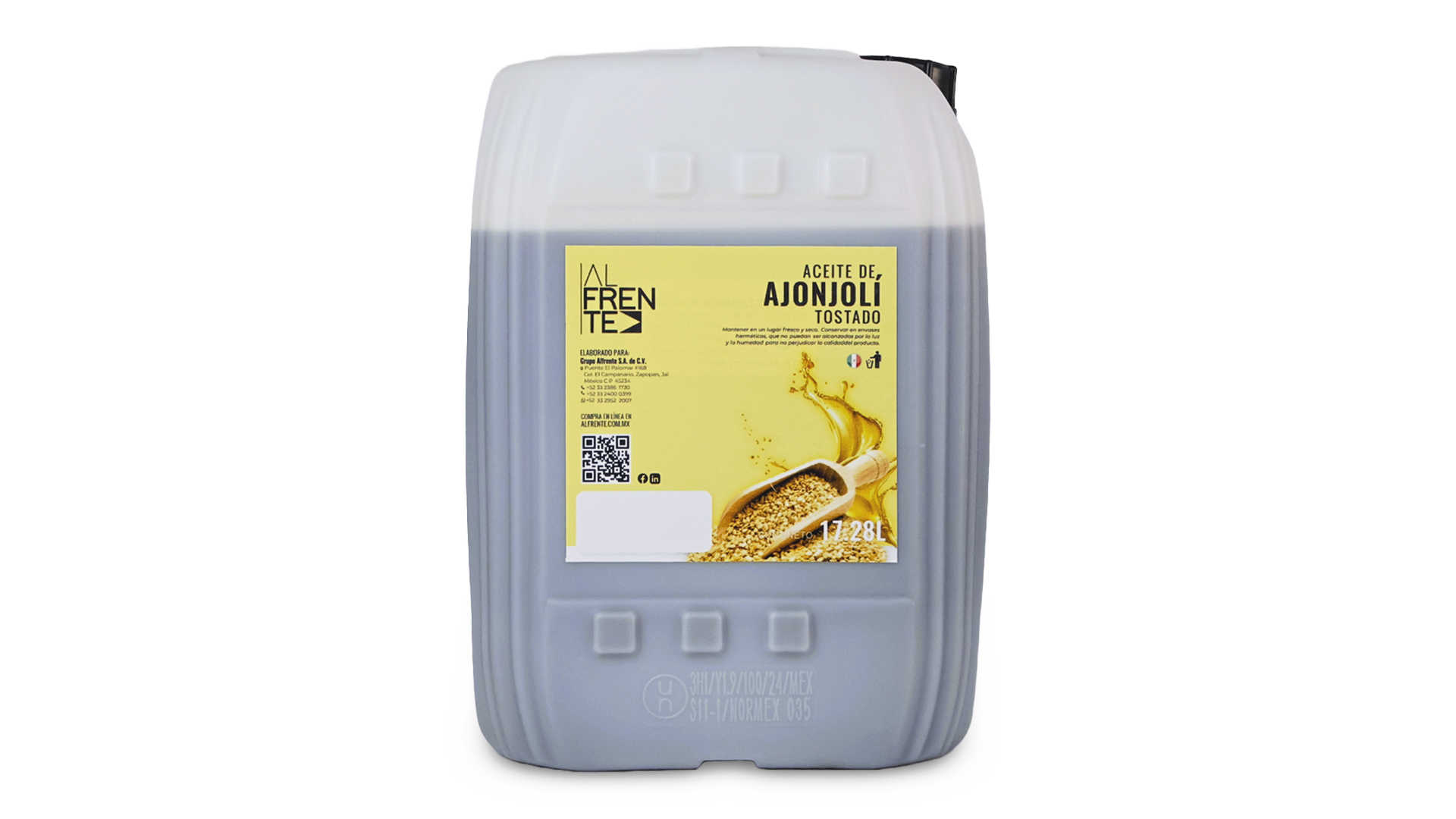 Aceite de ajonjolí tostado en bidón de 17.28 litros