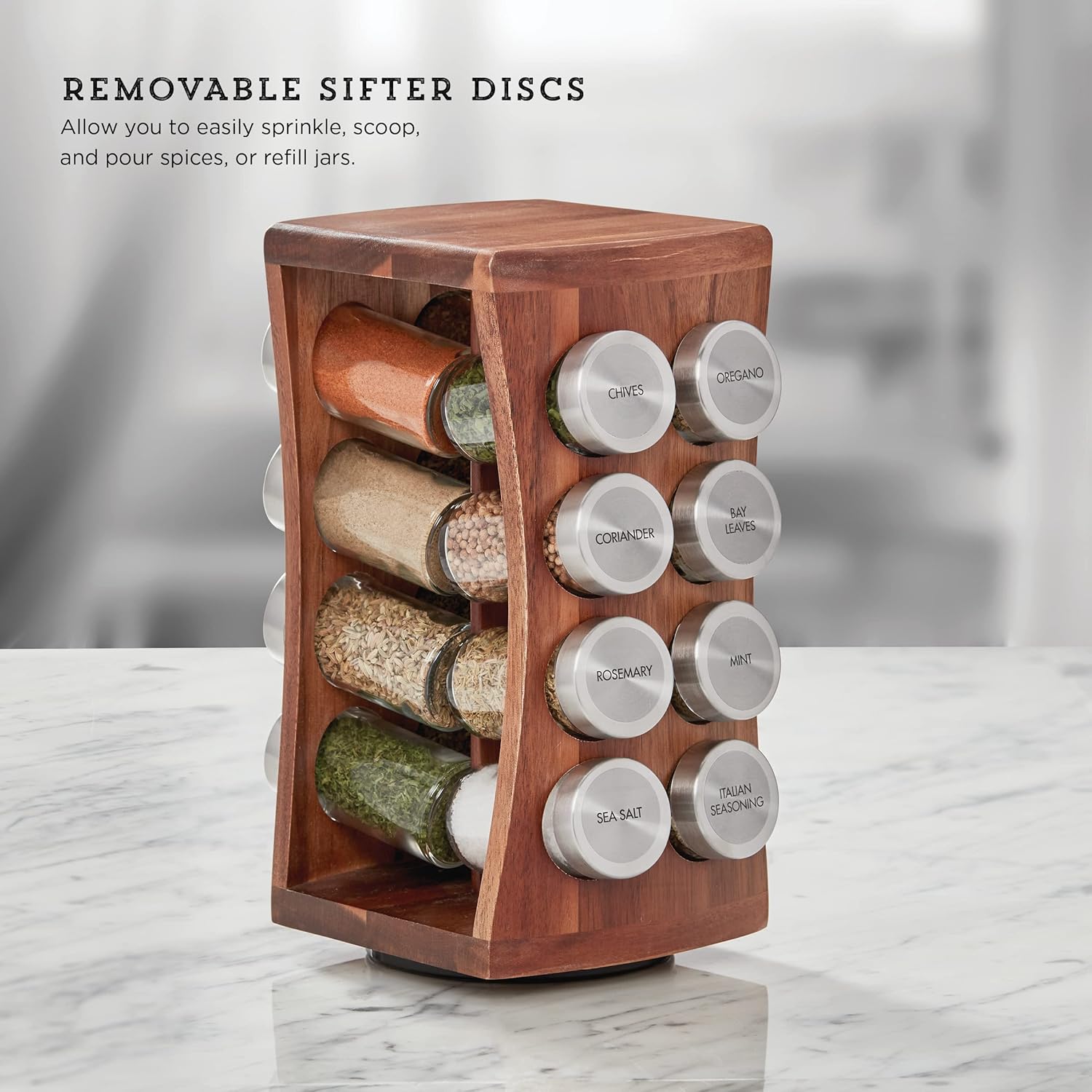 Hourglass Revolving Spice Rack with 16 Jars