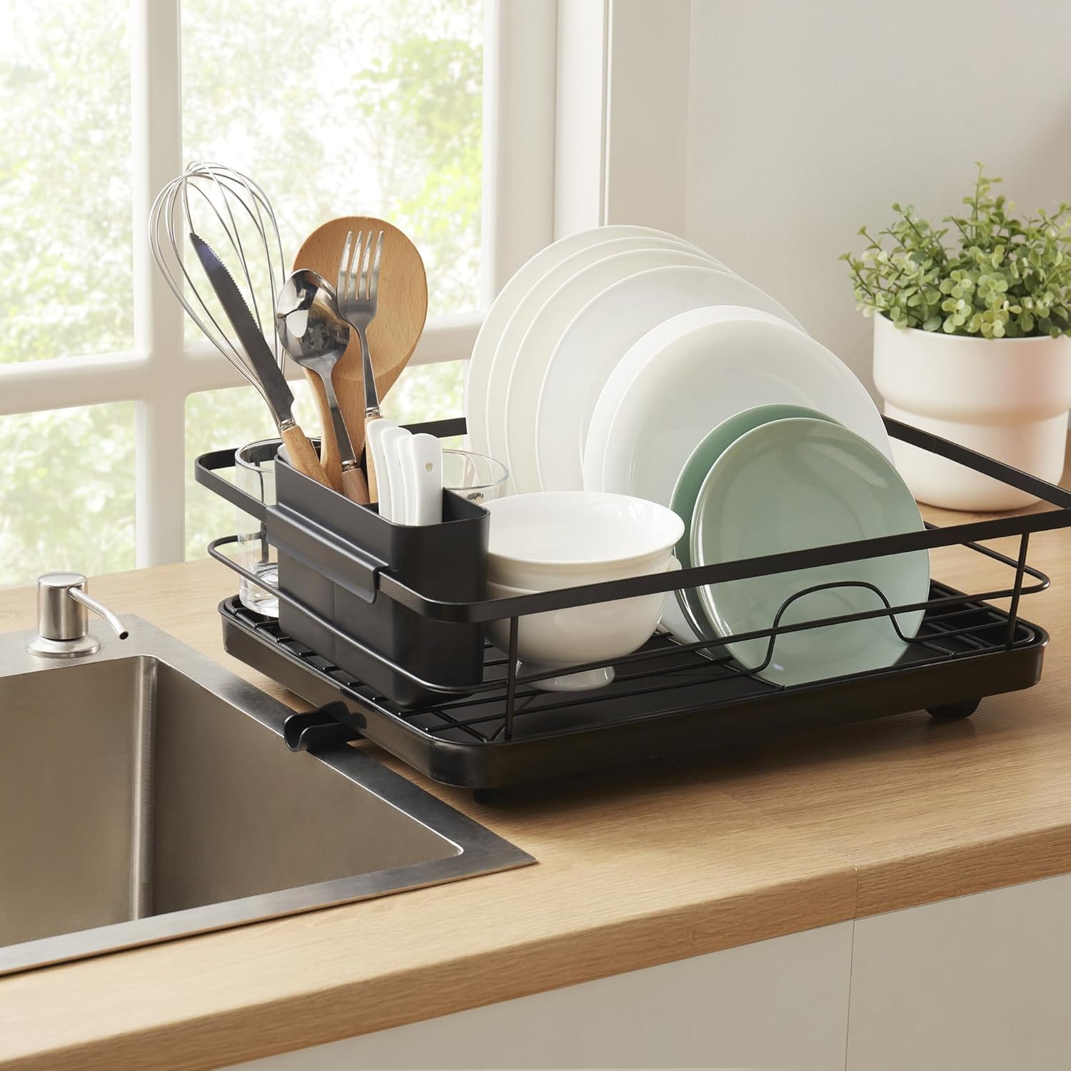 3-Piece Dish Drying Rack with Drainboard