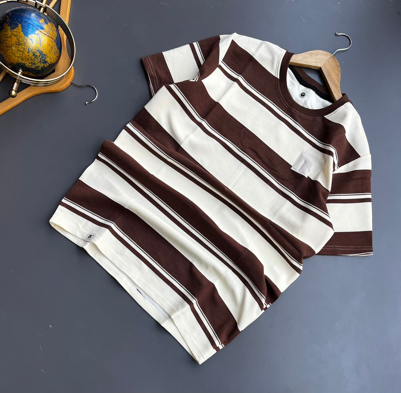 Brown and White Striped T-Shirt