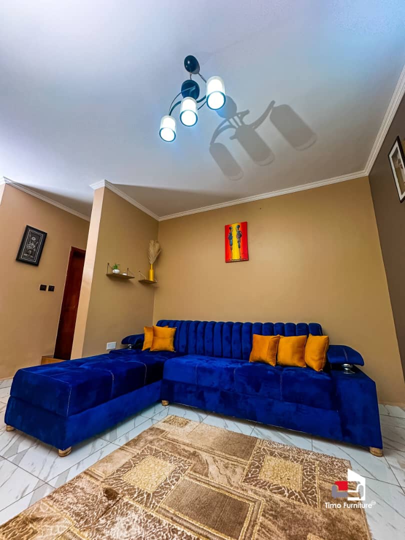 Modern Blue Velvet Sectional Sofa