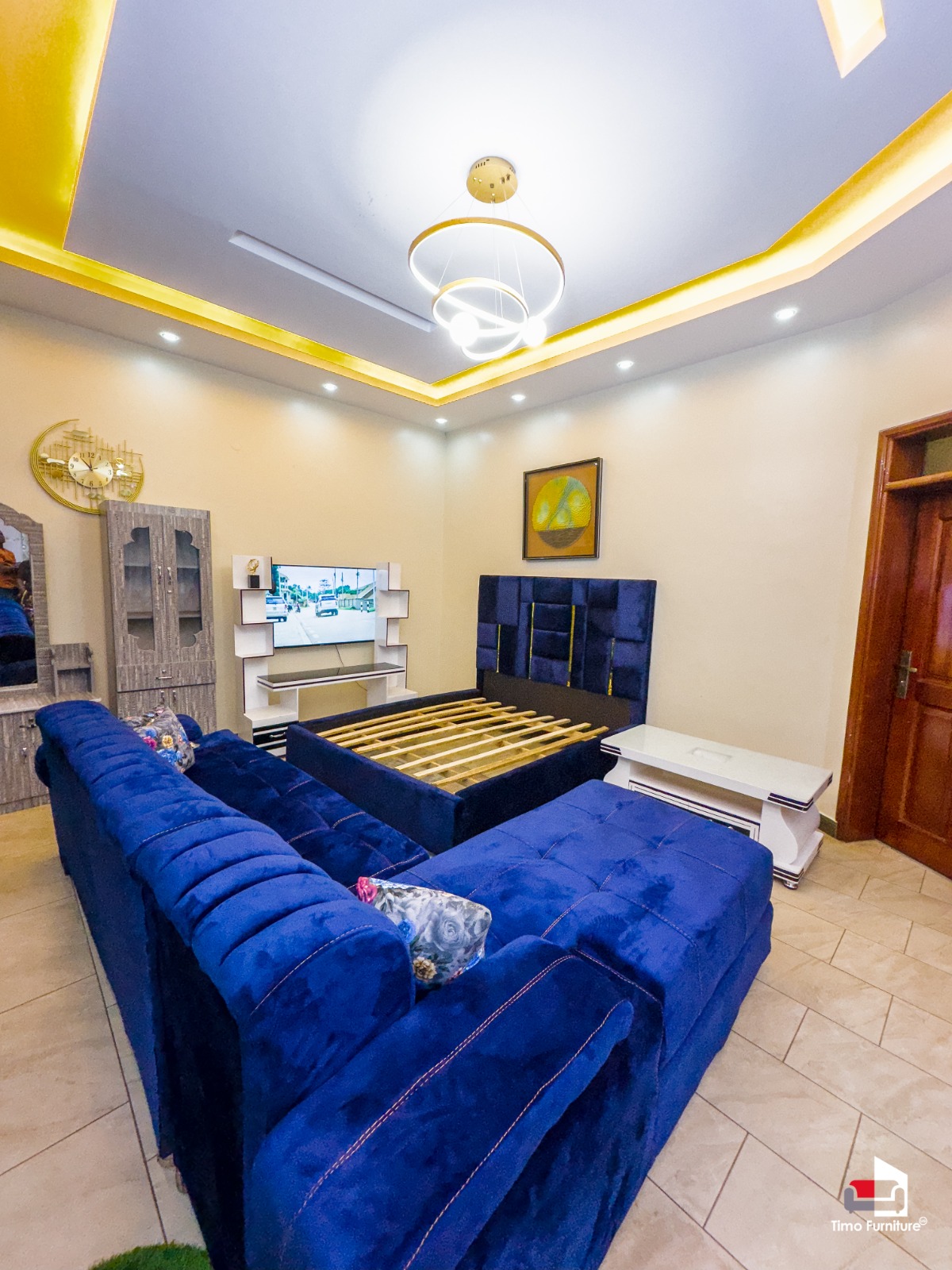 Modern L-shaped Velvet Sofa