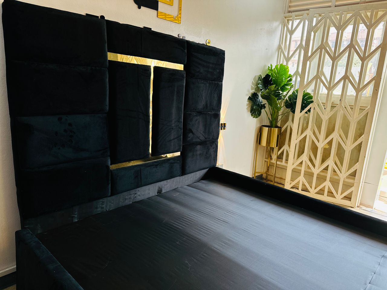 Modern Black Velvet Bed Frame