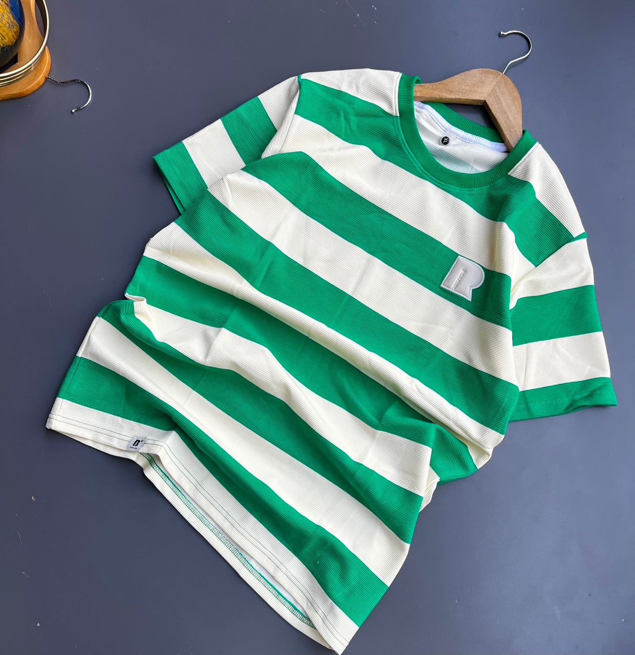 Green and White Striped T-Shirt