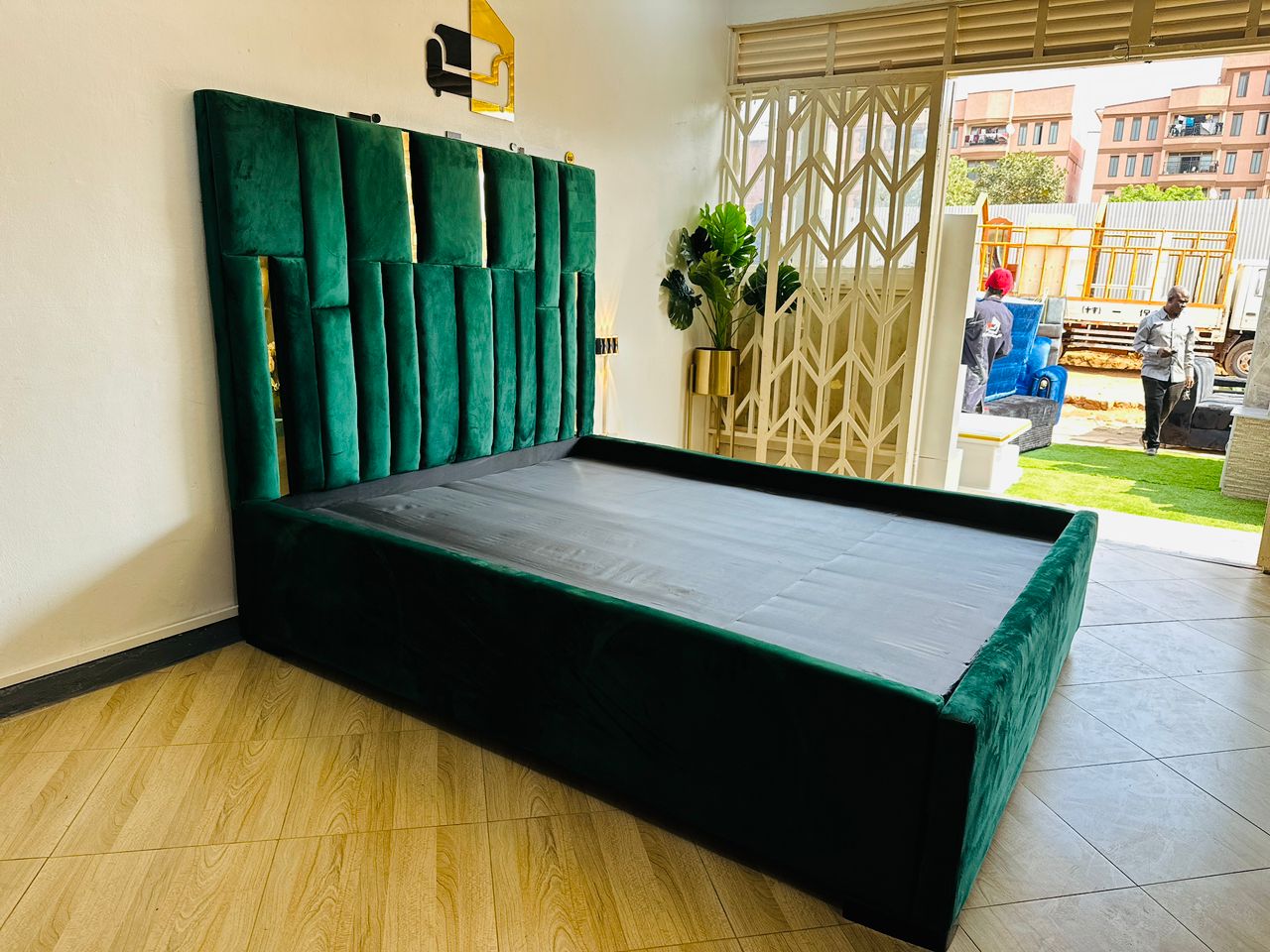 Modern Velvet Upholstered Bed Frame