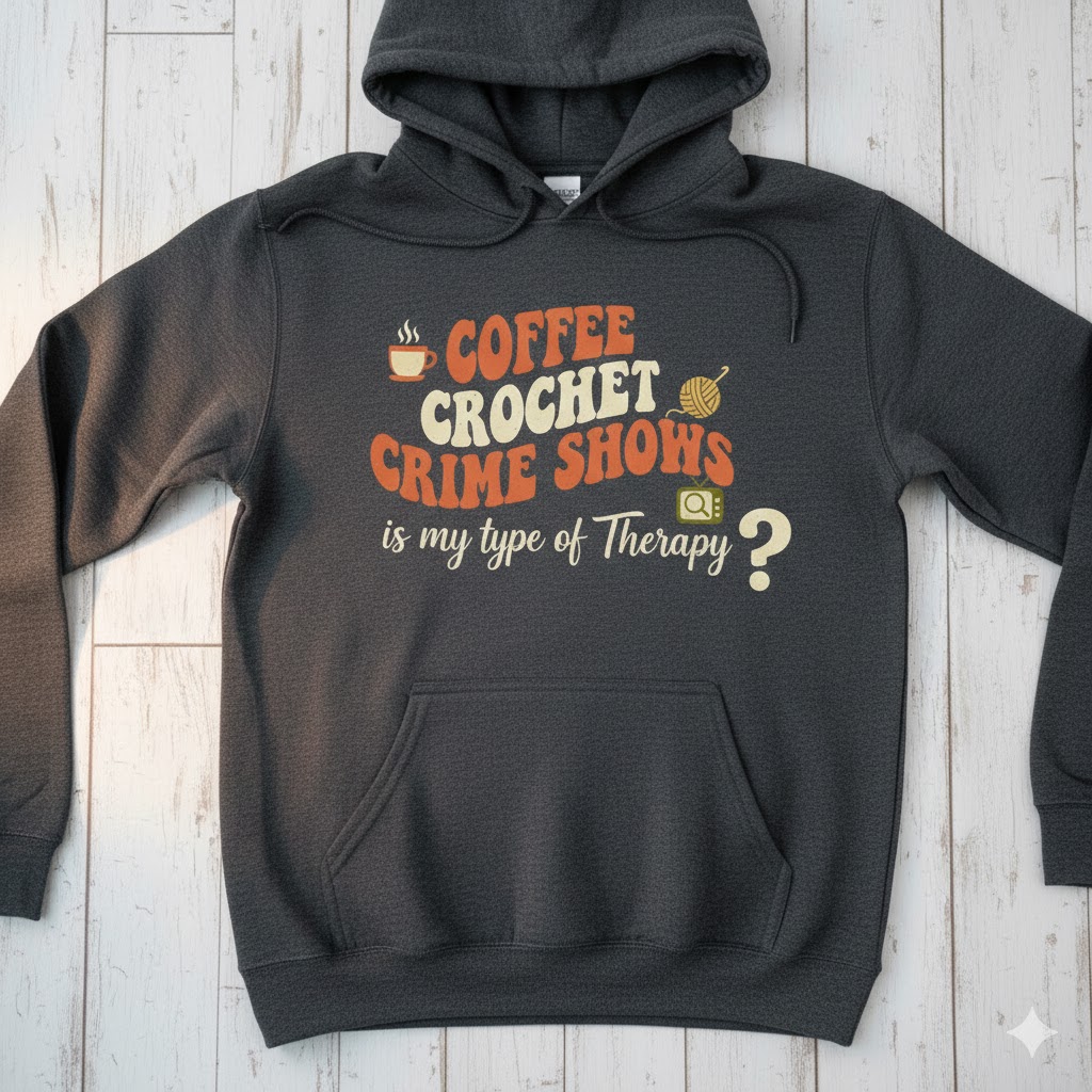 Coffee Crochet Crime Shows Hoodie