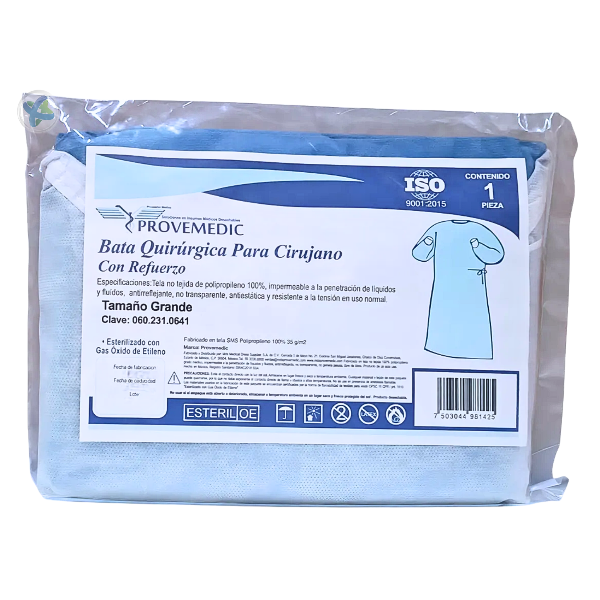 Bata para Cirujano con Refuerzo. Estéril. Pieza.