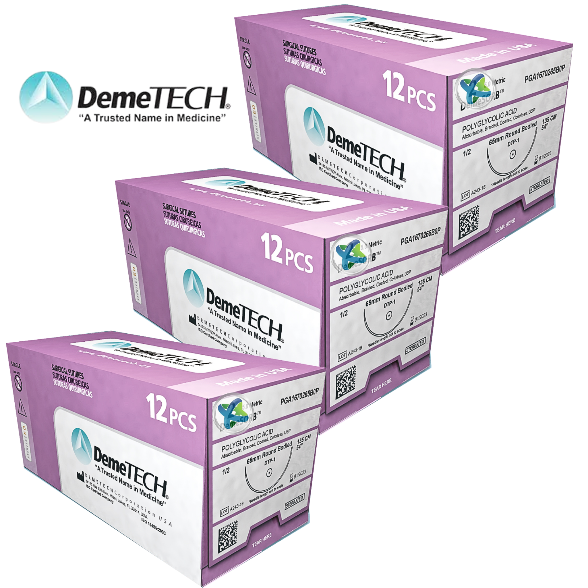 Hilo APG "Vicryl" 1 Aguja 36 mm Ahusada Circulo 1/2 75 cm Caja/12 Sobres.