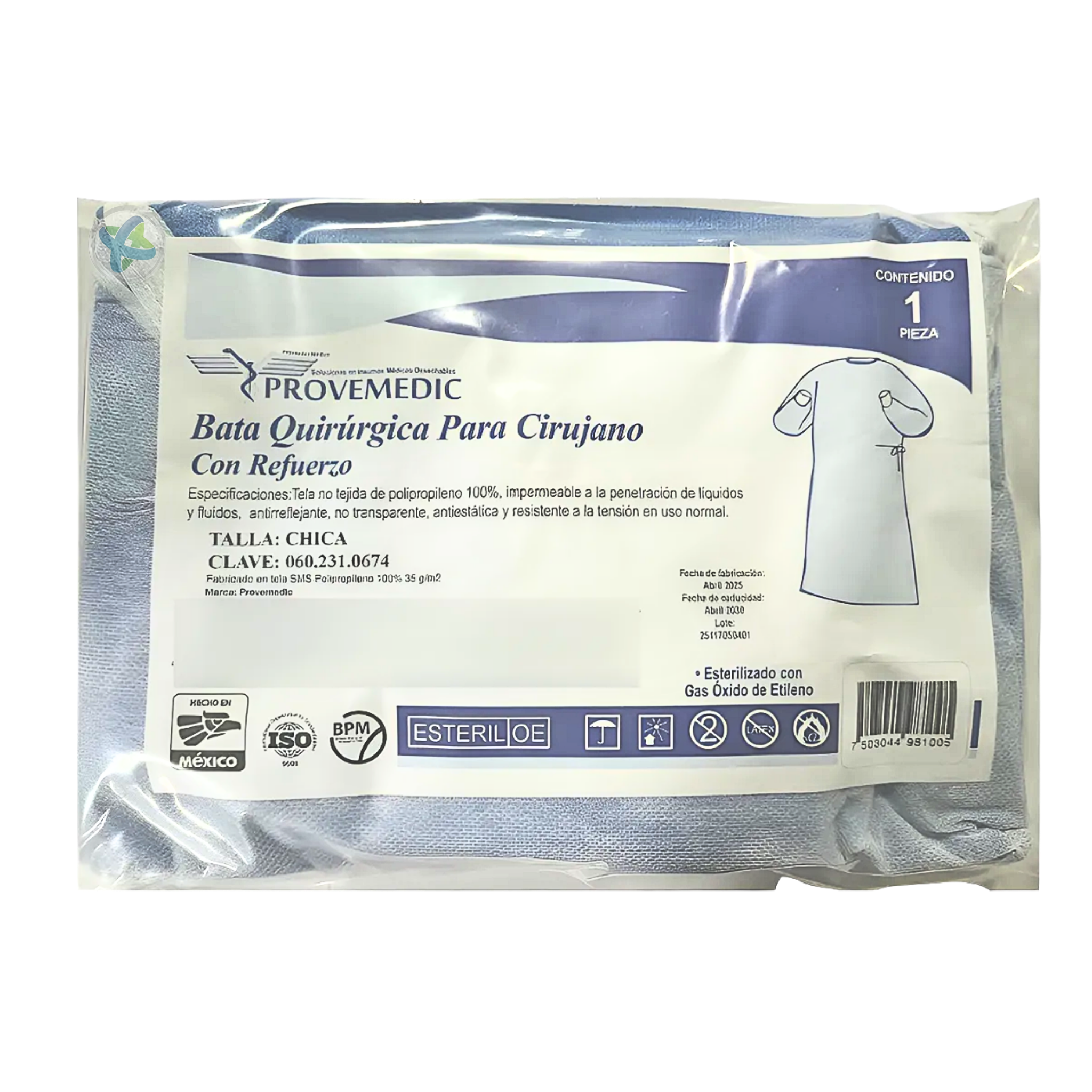 Bata para Cirujano con Refuerzo. Estéril. Pieza.